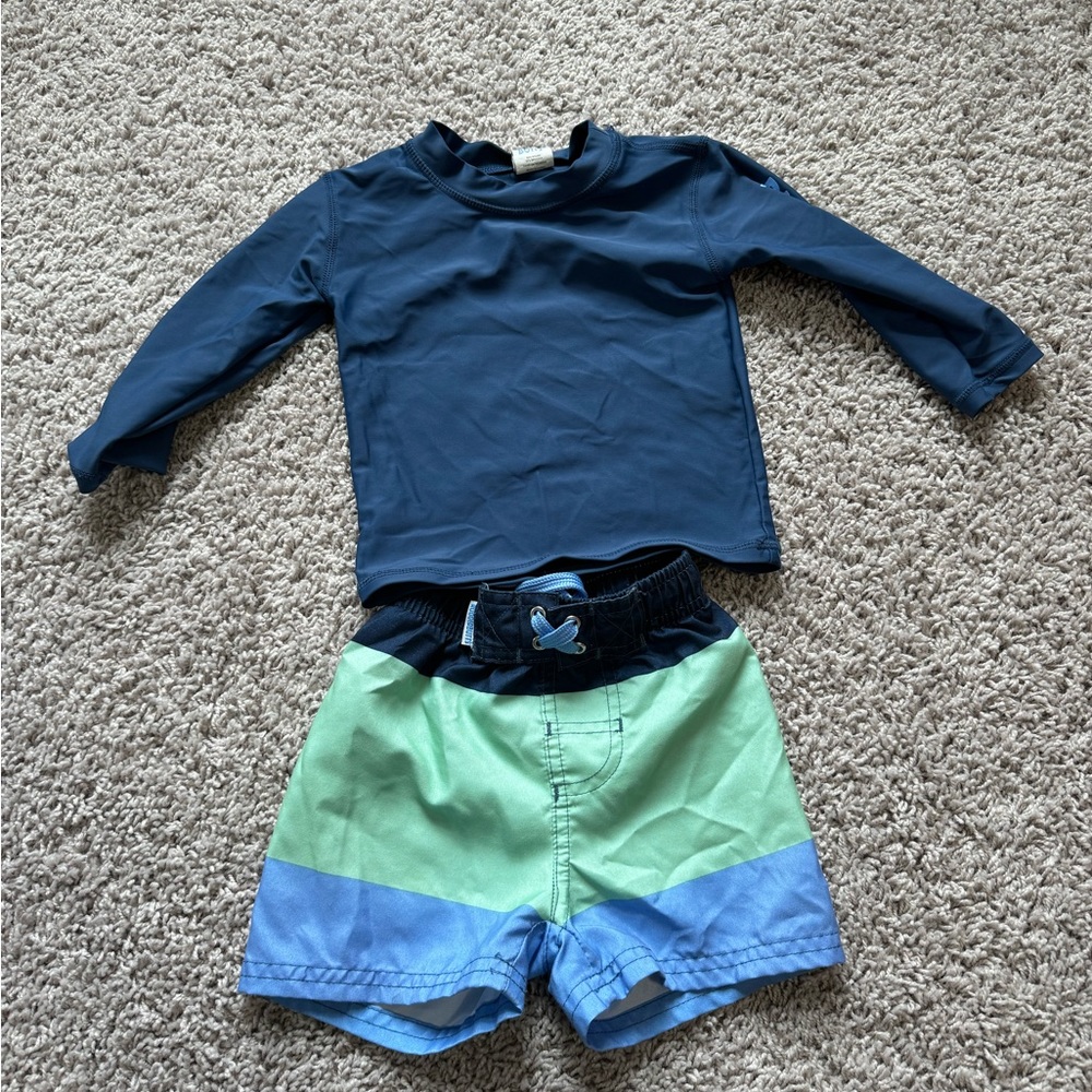 Rugged butts 12-18 month swim trunks and rash guard